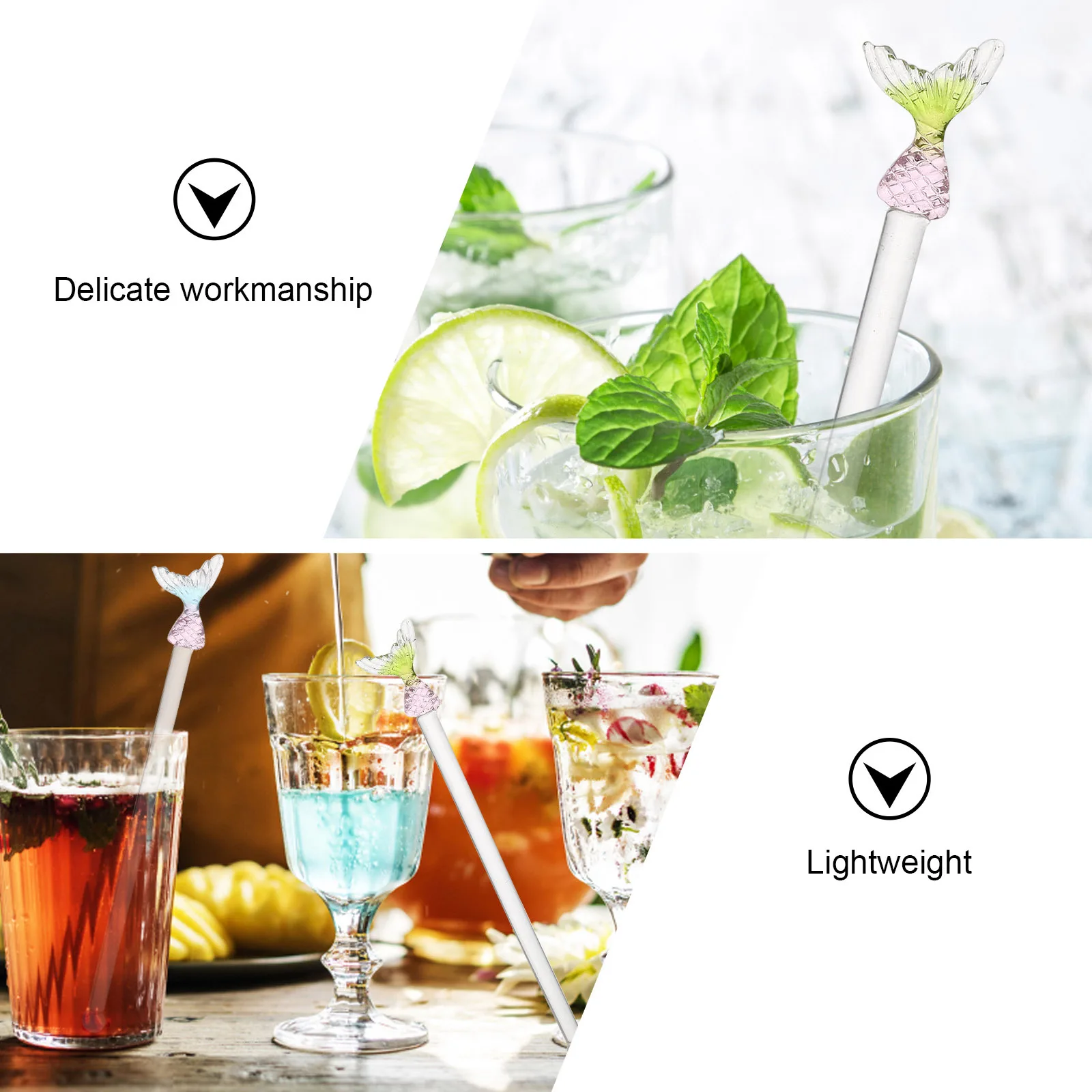 

2pcs Creative Stirring Stick Glass Mixing Rods Long Handle For Coffee Tea Cocktail Drinks Bar Tool Kitchen Counter Utensil