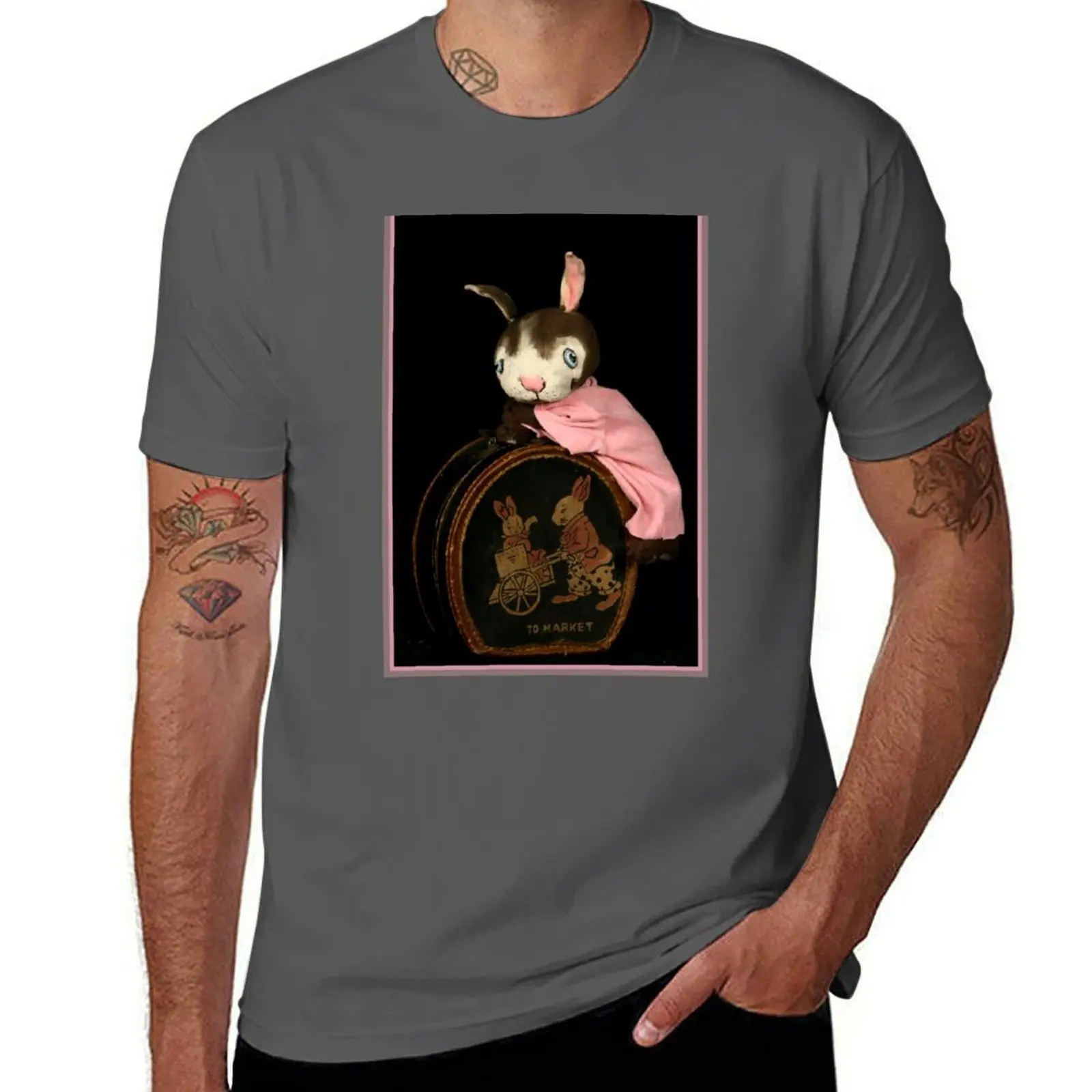 

Bunny with antique suitcase by Jan Shackelford T-Shirt funny costumes tees designer t shirt men