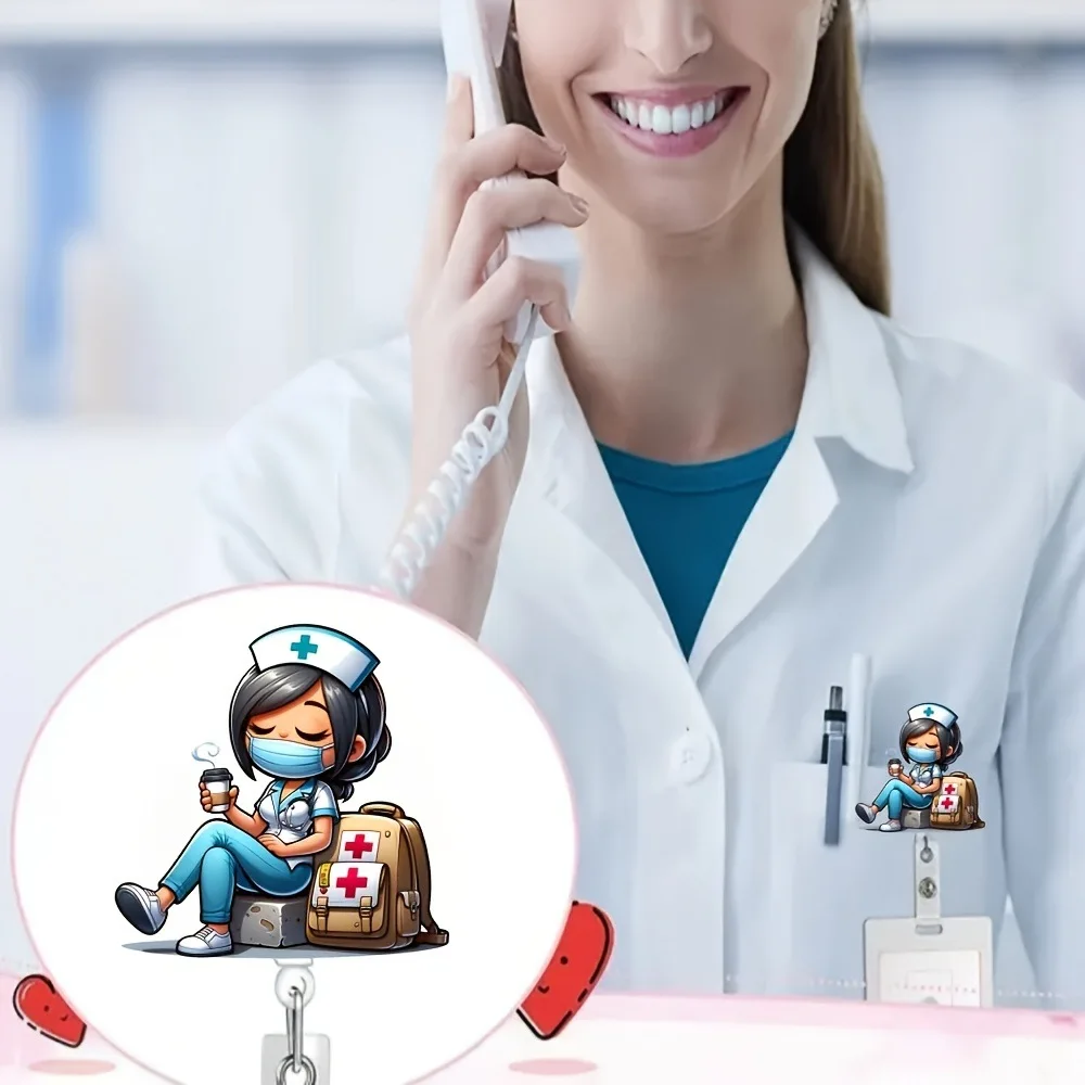 

1 шт. акриловый плоский выдвижной держатель для бейджа с клипсой для медсестер и врачей, держатель для ID-карты, клипса для медицинского бейджа, офисные и больничные принадлежности