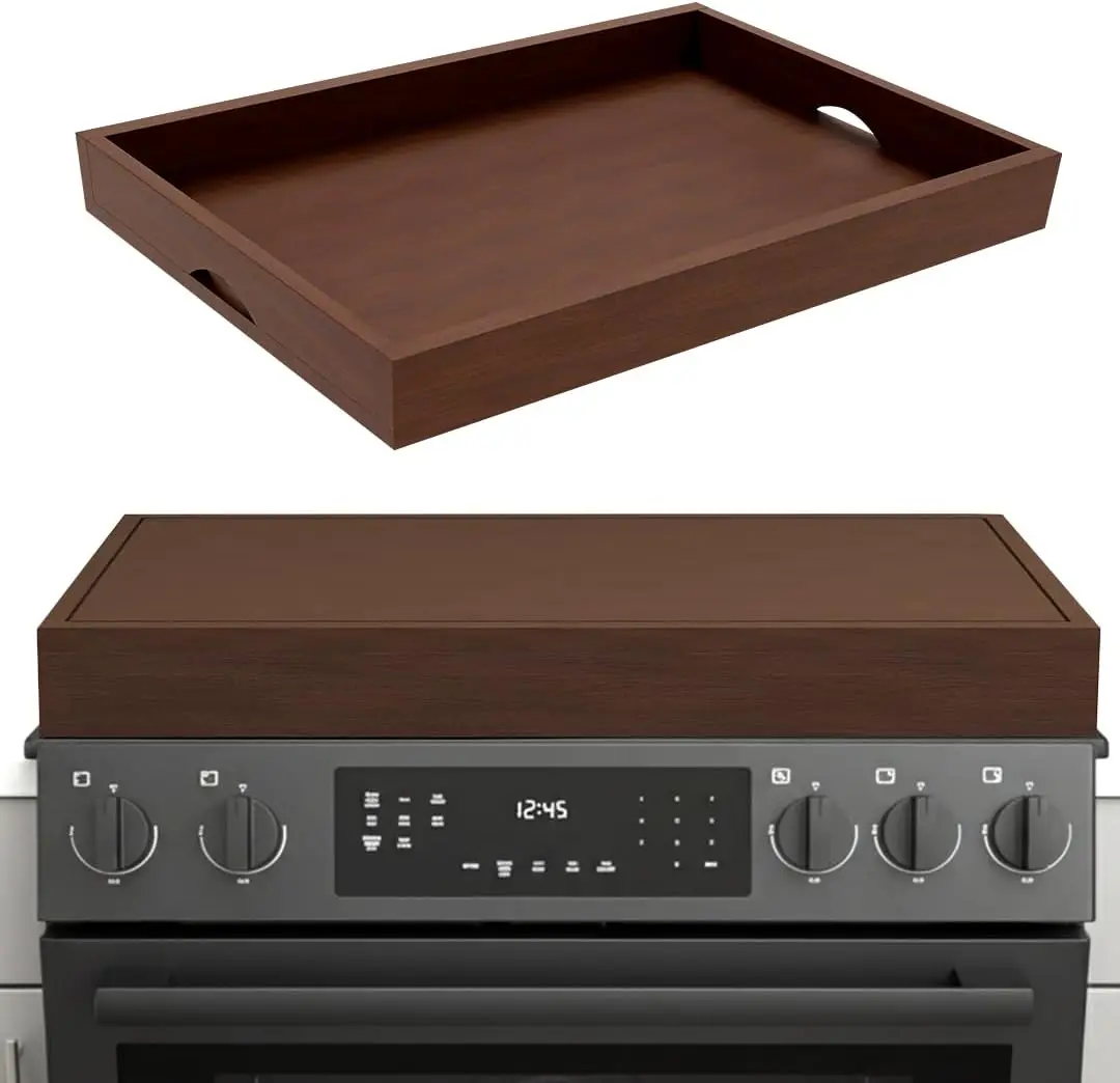 

Noodle Board Stovetop Cover for Gas Stove Top & Electric Stove - Dark Wood Butcher Block Cutting Board Stove Cover, Glas