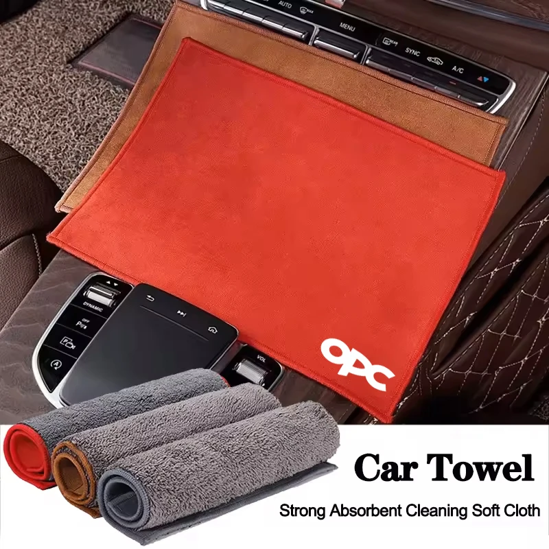 Suede Fleece Microfiber Towel Car Logo Cleaning Rag Cloth For Opel OPC Corsa D Astra Insignia Mokka Adam Combo Vauxhall Vectra H
