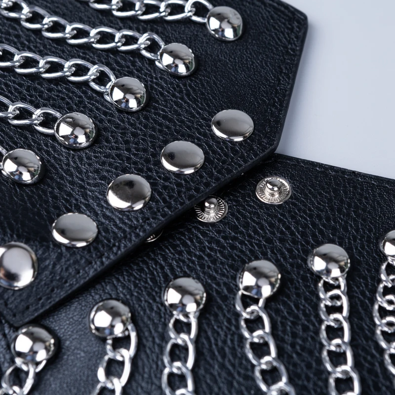 Ladies\' Chain Rivet Punk Performance Elastic Girdle Waist Decorate Corset Wear Oustide Jeans Dress Accessories Belts For Women