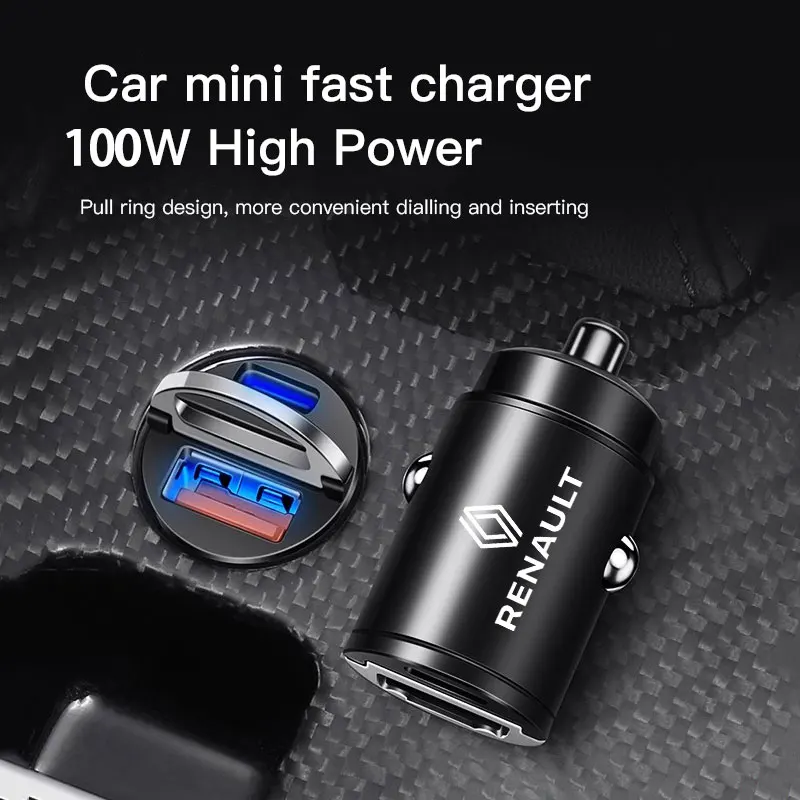 Car USB charger 100W accessory tool For New Renault Clio Megane Logan Duster Sandero Captur Sport Fluence Kadjar Talisman Arkana