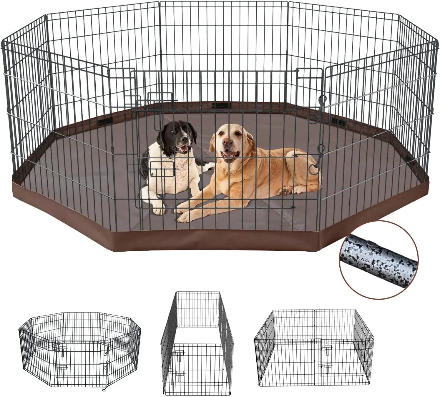

Foldable Metal Dog Playpen 8 Panels 30" Height with Bottom Pad for Puppy Kennel Indoor Outdoor