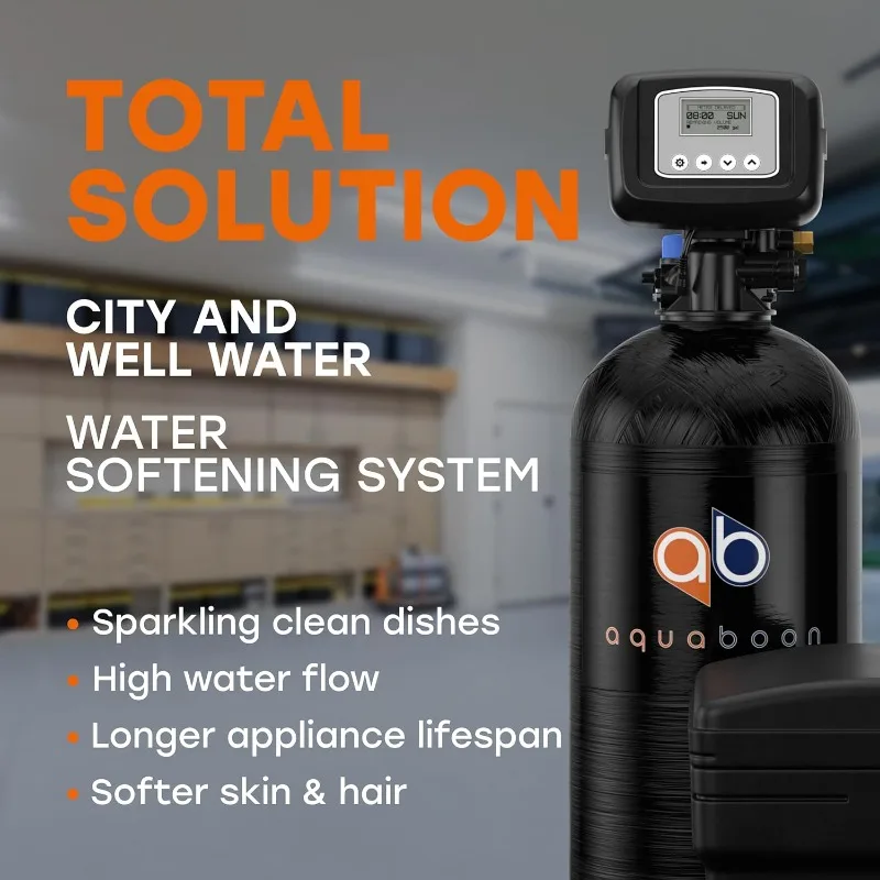 Aquaboon SoftGuard: 48,000 Grain High-Efficiency Whole House Water Softener System with Advanced Digital Metered Control Head