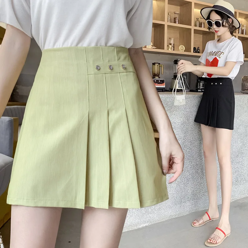 

Pleated Skirt Female High Waist 2020 Summer Nnew Style Korean Fashion Student Short Skirt Woman Skirts Skirt Black