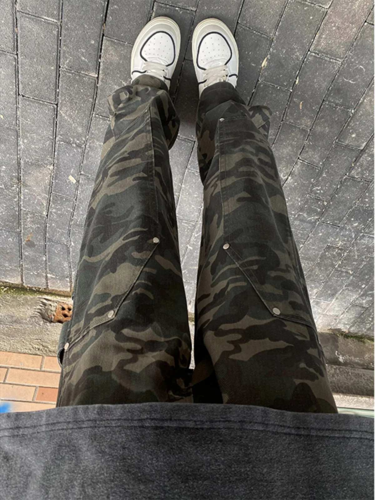 

American High Street Camouflage Pants Men Spring Autumn Deconstructed Design Straight Jeans Cool Loggers Workwear Trousers