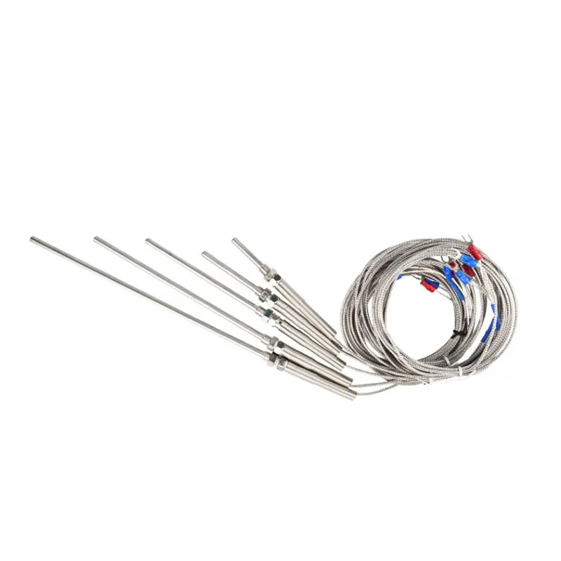 0-400℃ M8 Thermocouple 1m 2m 3m 4m 5m Type K E PT100 50mm 100mm 150mm 200mm Screw Thread Probe Temperature Sensor