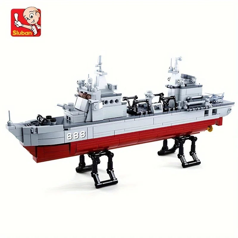 Aircraft Carrier Building Block Toys, Supply Ship And Frigate Model Toys, Military Desktop Decoration, Christmas Gift, No Box