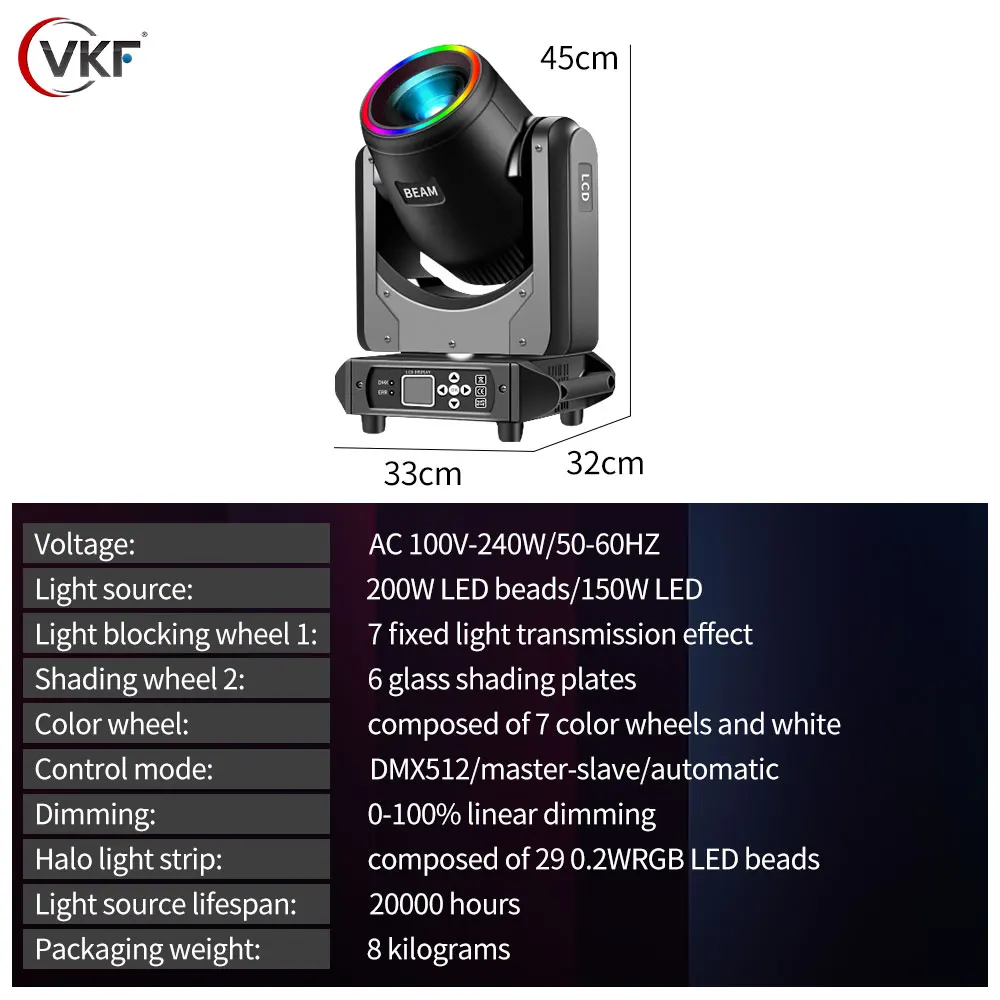 150W Moving Head Beam Light DMX512 Control Stage Spotlight For Disco DJ Wedding Nightclub Atmosphere Effect  Pattern Lighting