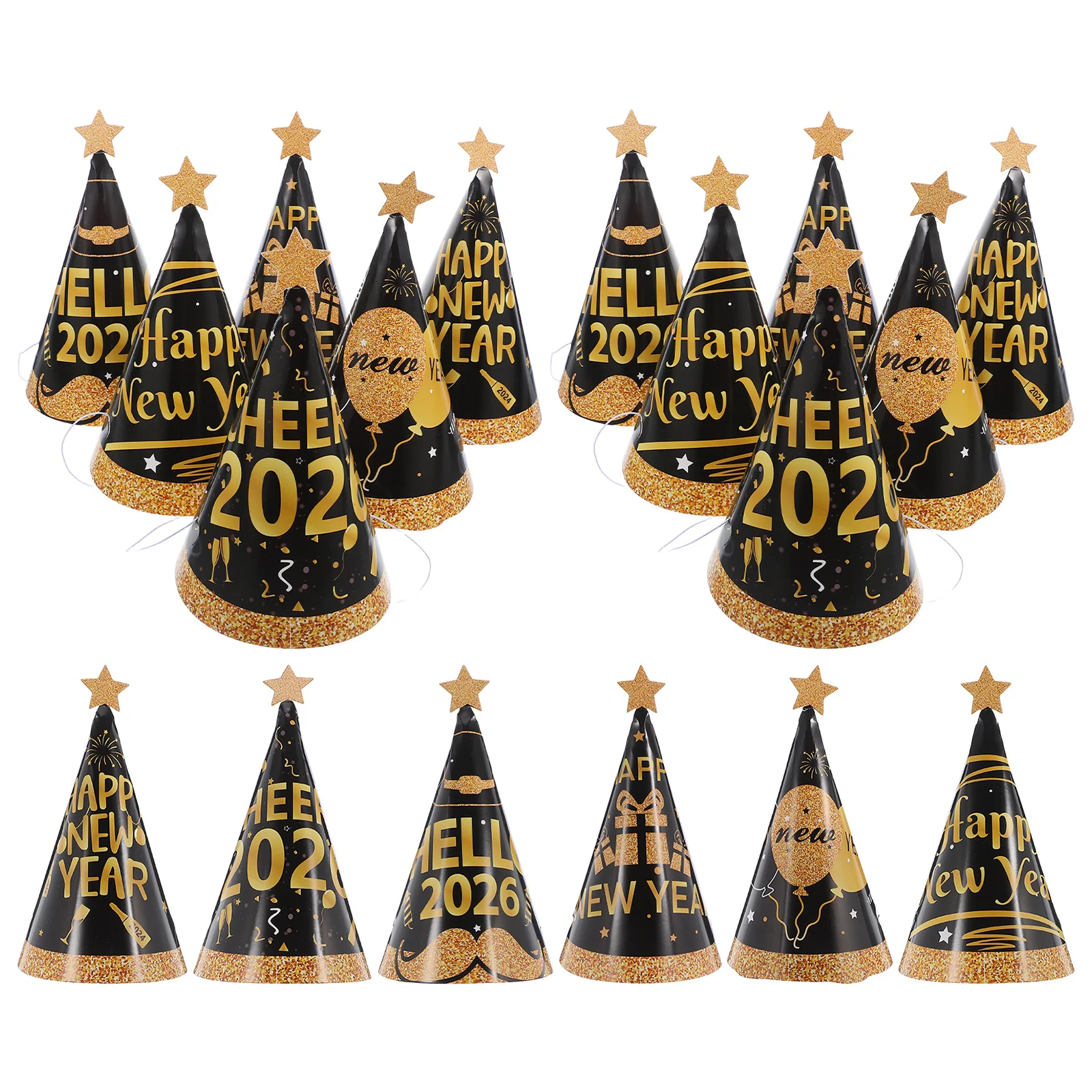 

24Pcs New Year Party Birthday Hats Vibrant Festive Design Lightweight Comfortable for Adults Kids Family Gatherings Party Hats