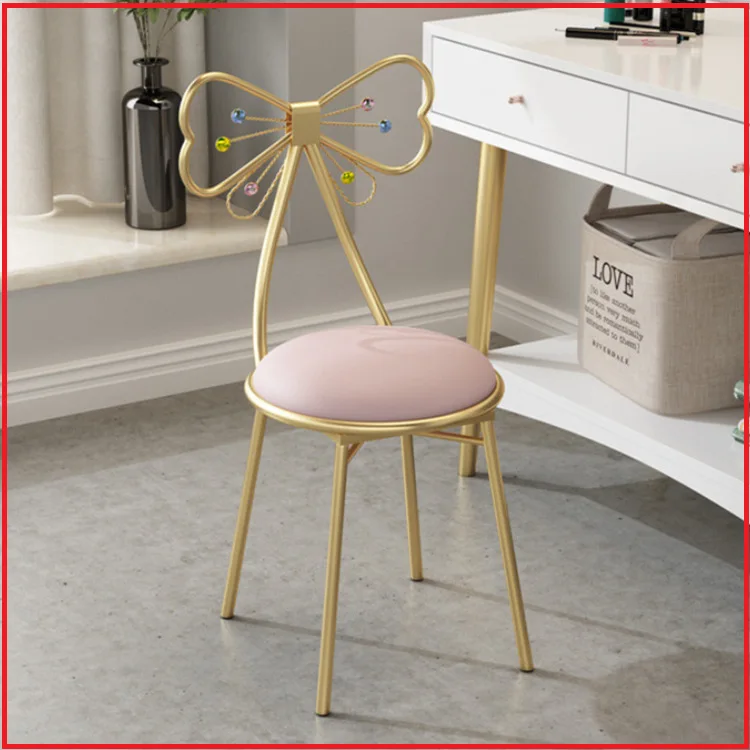 New Dressing Chair Dressing Stool Girl Heart Nail Art Chair Back Chair Princess Butterfly Chair Bedroom Makeup Chair