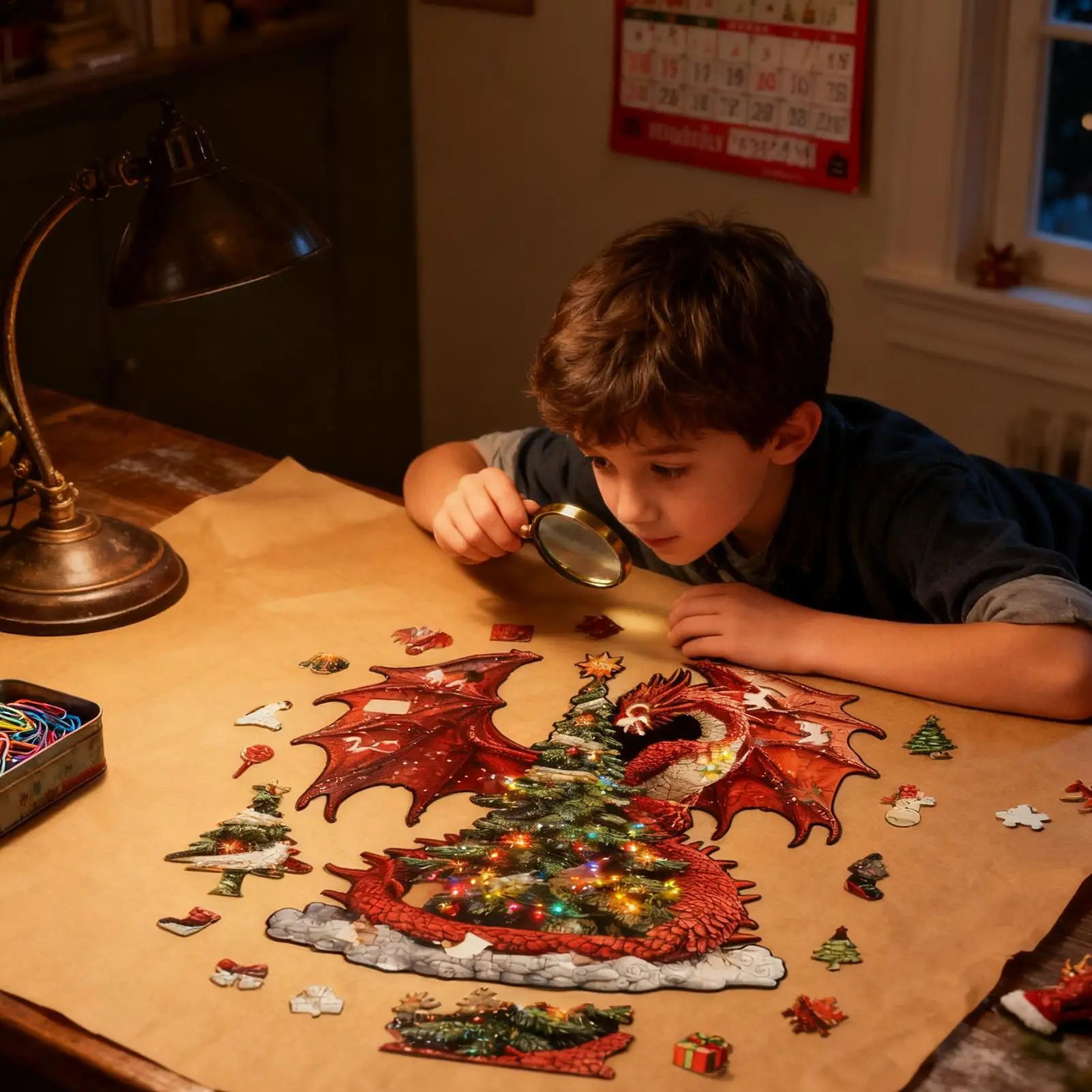 Jigsaw Puzzles Christmas-Themed Interactive Wooden Dragon Jigsaw Puzzles For Family Friends For Men Women Boys Youth Teens