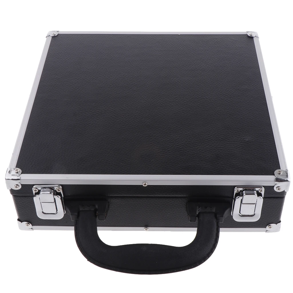 Stainless Steel Lock Billiard Ball Box PU Surface Balls Holder Lightweight Carrying for Pool Billiards