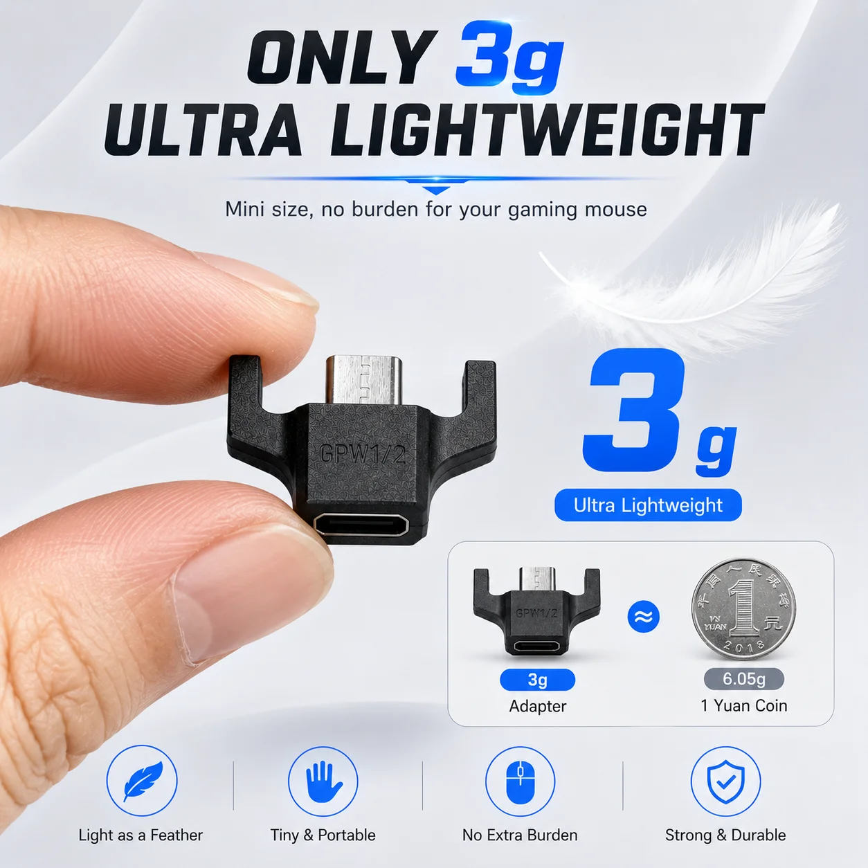 Typ-C-Adapter für Logitech G Pro Wireless / GPW GPX Superlight/G703/G903 Maus-Ladekonverter, Micro-USB-zu-USB-C-Anschluss – Detail 5