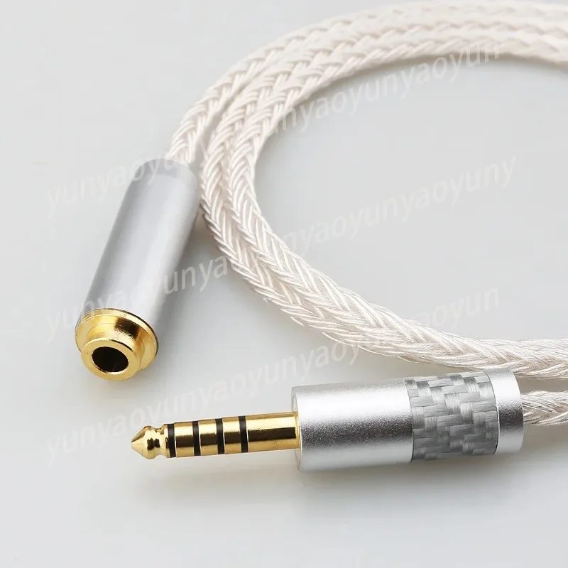 HIFI 16 Core 7N Silver Plated Headphone Earphone Extension Cable 2.5mm/3.5mm/6.5mm/4.4mm male to 4.4mm female
