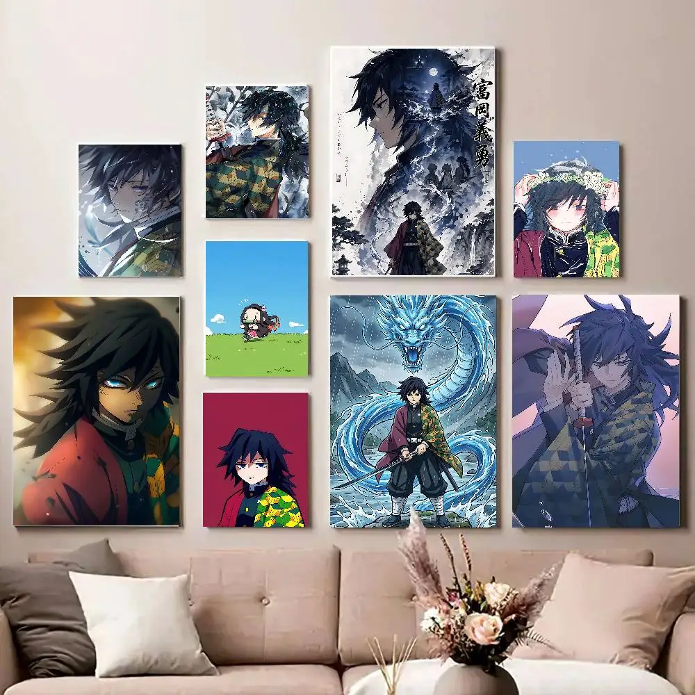 T-Tomioka Giyuu Poster High Quality Print Poster Waterproof Wall Art Movie Posters For Living Bedroom Retro Room Decor Gift