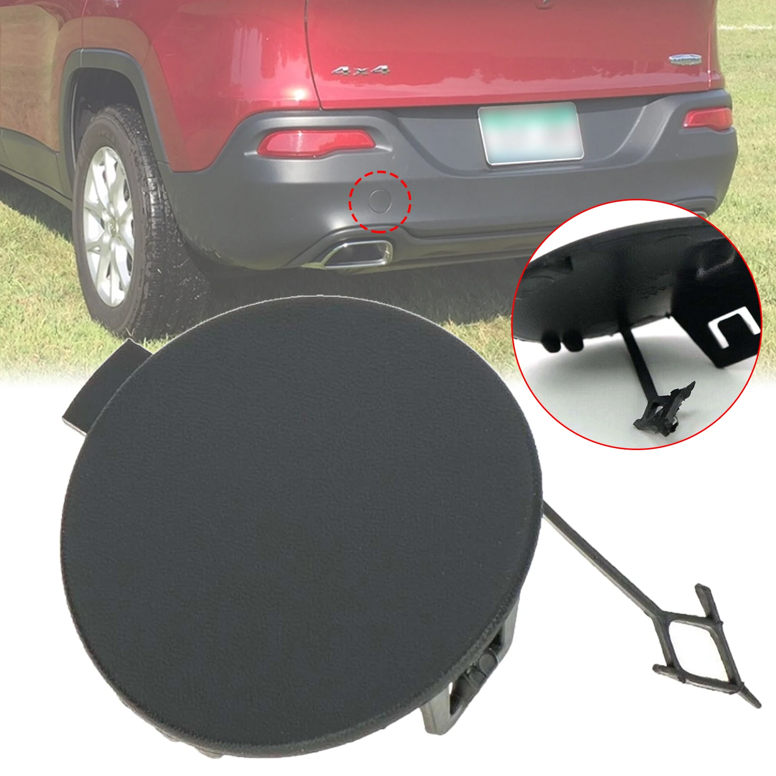 Rear Bumper Tow Hook Cover Eye Cap Towing Coupler Head Trailer Replacement 68203273AE For Jeep Cherokee 2014 2015 2016 2017 2018