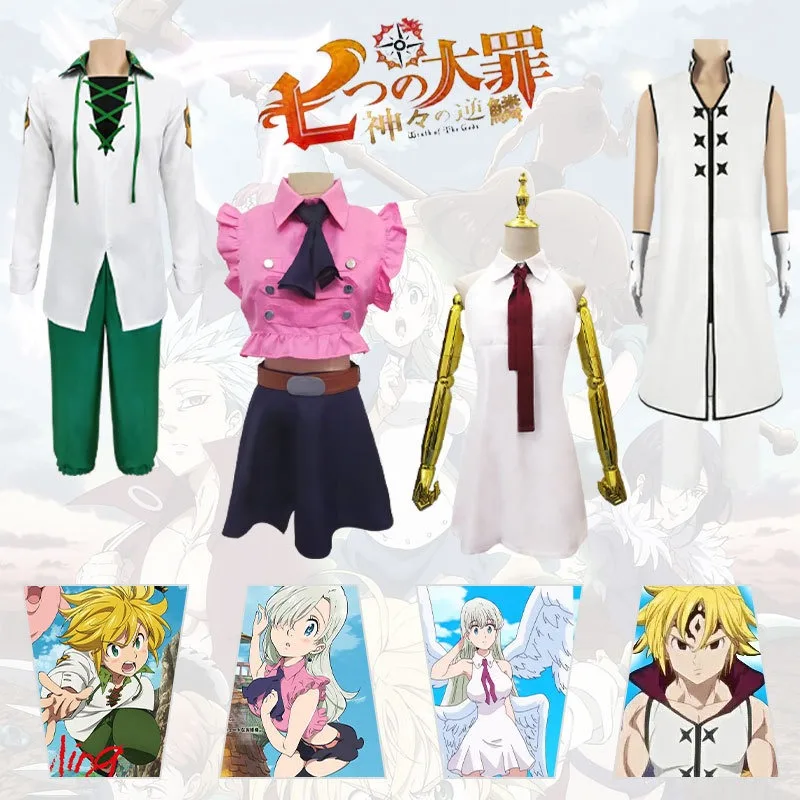 

Seven Deadly Sins Meliodas Elizabeth Cosplay Costume Wrath & Princess Anime Stage Outfit Full Set for Men Women Halloween