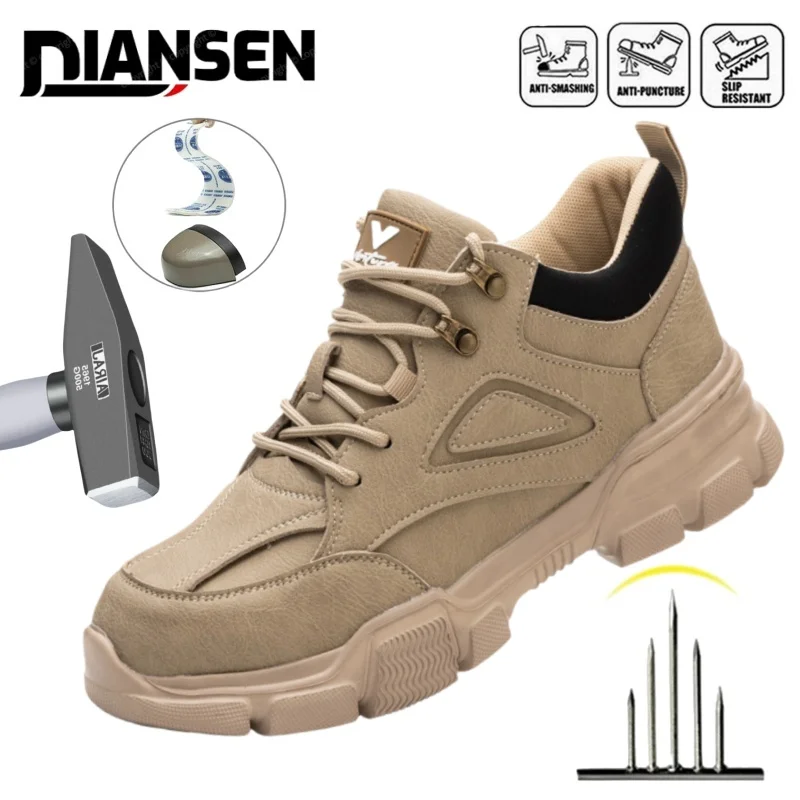 Light Comfortable Work Shoes Steel Toe Men Puncture-protective Work Boots Anti-smash Protect Indestructible Safety Boots