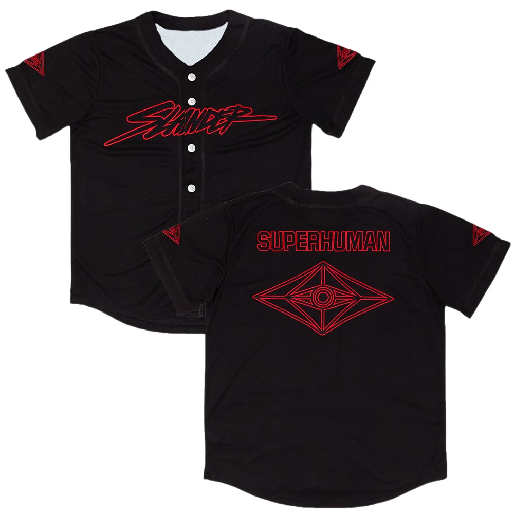 Slander Merch Black/Red Festival Jersey Baseball Jersey Thin Button Baseball Uniform Baseball Jersey for Fan