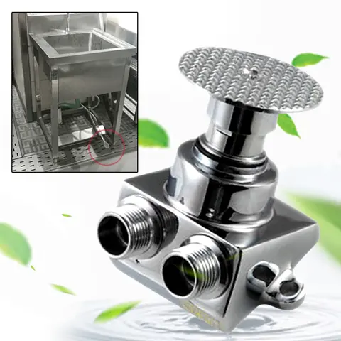 구리 바닥 풋 페달 밸브 제어 스위치 탭 밸브 수도꼭지, 냉수 대야, 병원 학교용 싱글, 1 개