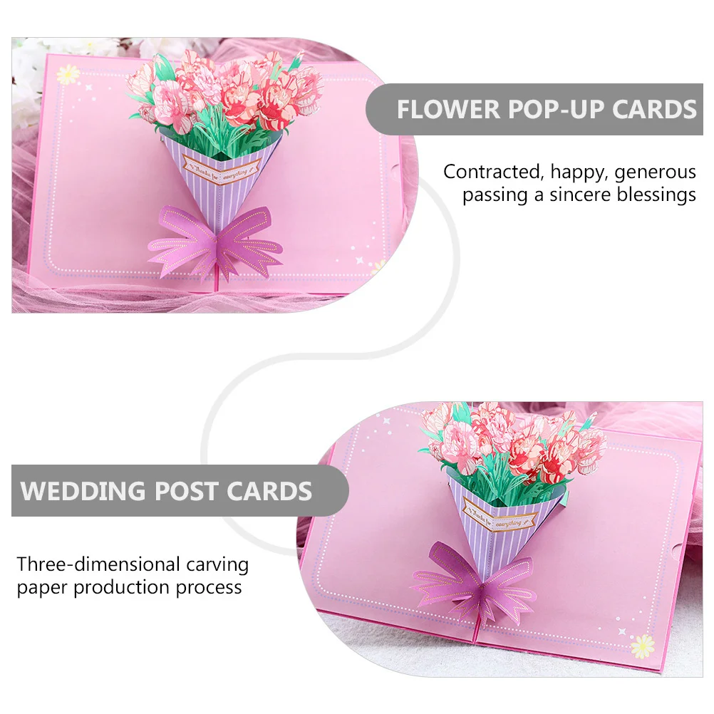 

2Pcs 3D Gold Foil Carnation Cards Floral Pop-Up Greeting Cards for Mother's Day Birthday Anniversary Greeting Card