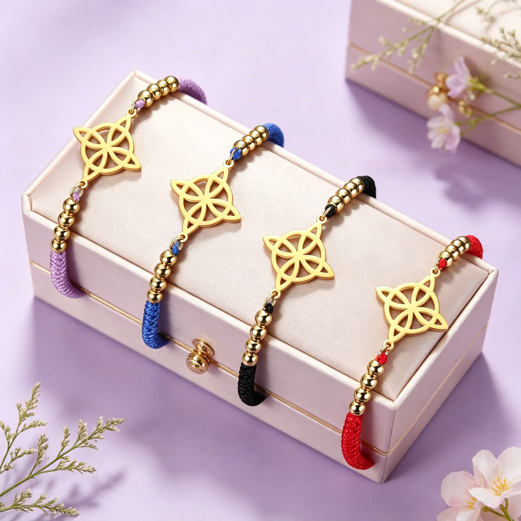 Trendy Geometric Witch Celtics Knot Charm Bracelet Men Women Female Stainless Steel Witchcraft Chain Love Bangles Jewelry
