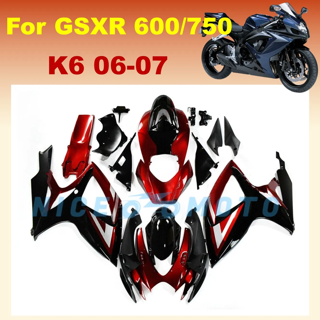 New ABS Plastic Shell Motorcycle Fairing Kits Fit For Yamaha GSXR600 750 2006 2007 K6 GSXR750 06 07 GSXR 600 Bodywork Set Custom