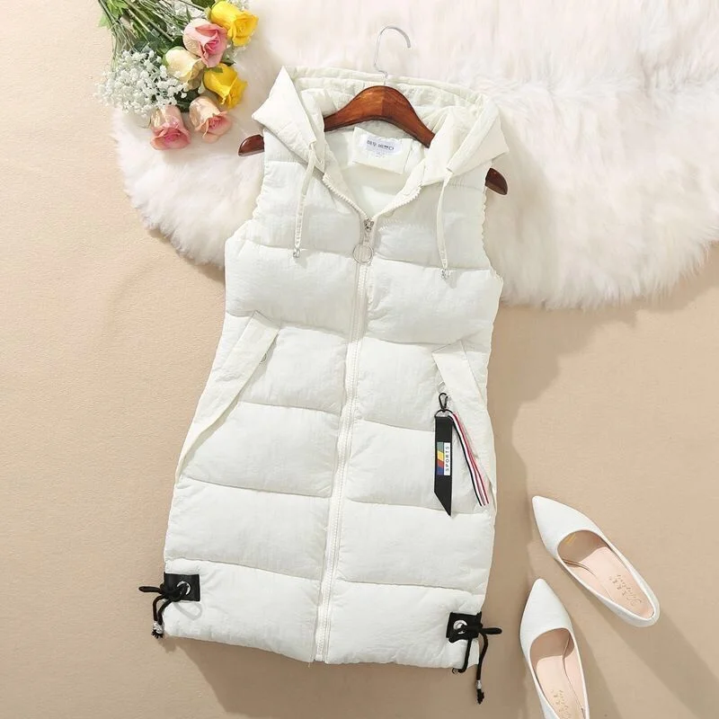 2023 New Autumn Women Vest Winter Puffer Parkas Coat Casual Pocket Hooded Waistcoat Female Sleeveless Jacket  Outerwear