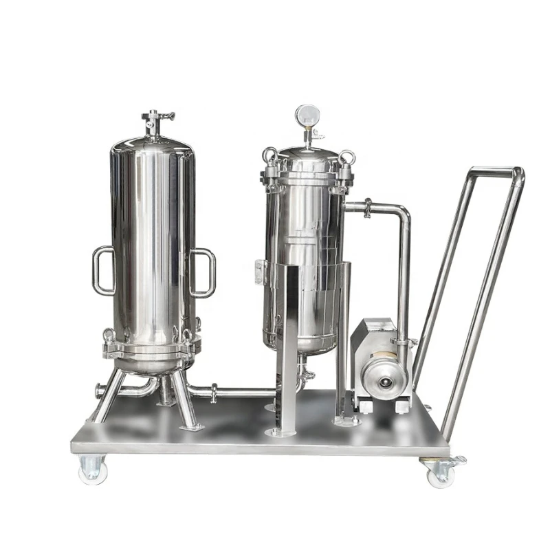 Oil Micro Cartridge Filter Housing Stainless Steel Sanitary Bag Filter System with Centrifugal Pump Trolley