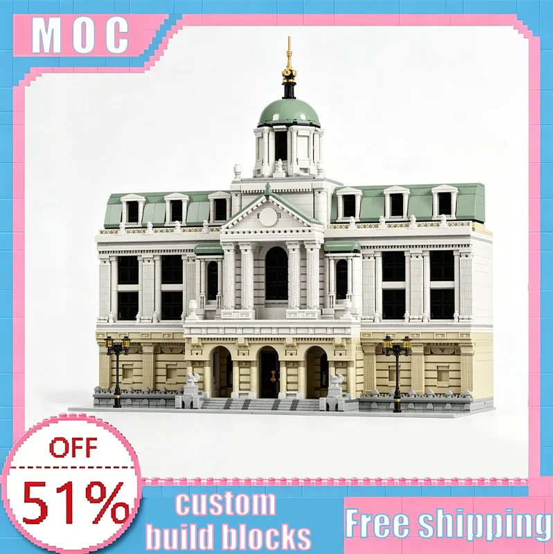 

7160PCS MOC The Central Bank Modular Building Model Custom Creative Building Block Educational Assembly Toy Home Decoration Gift