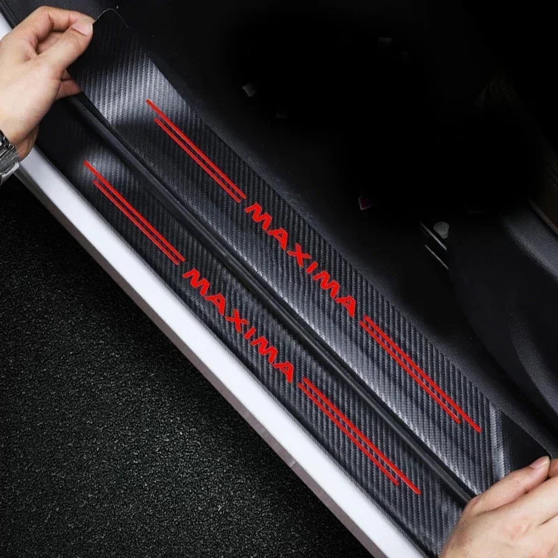 Car Door Sill Strips Styling Carbon Fibre Protective Stickers For Nissan Maxima 2023 Rear Trunk Anti-scratch Bumper Guard Plate