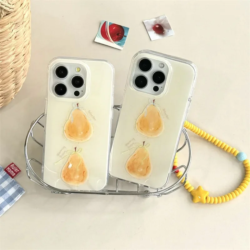 النفط اللوحة الفاكهة الأصفر الكمثرى اللوحة المائية الفن جراب هاتف آيفون 16 15 14 13 برو ماكس حالة لطيف الفاخرة الكرتون غطاء #2