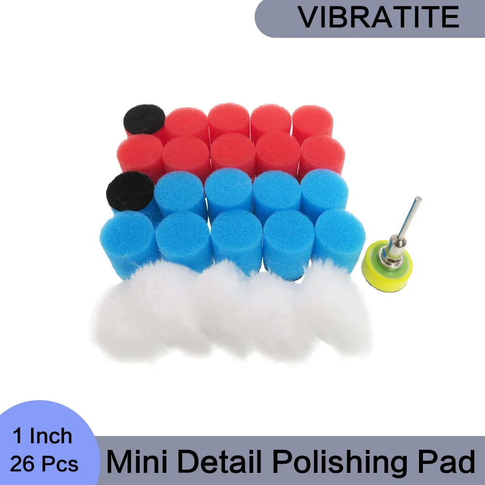 

1 Inch Mini Car Foam Drill Polishing Pad 26 Pcs Wool Waxing Buffing Pads with Backer Suitable for Polishing Rough and Small Area