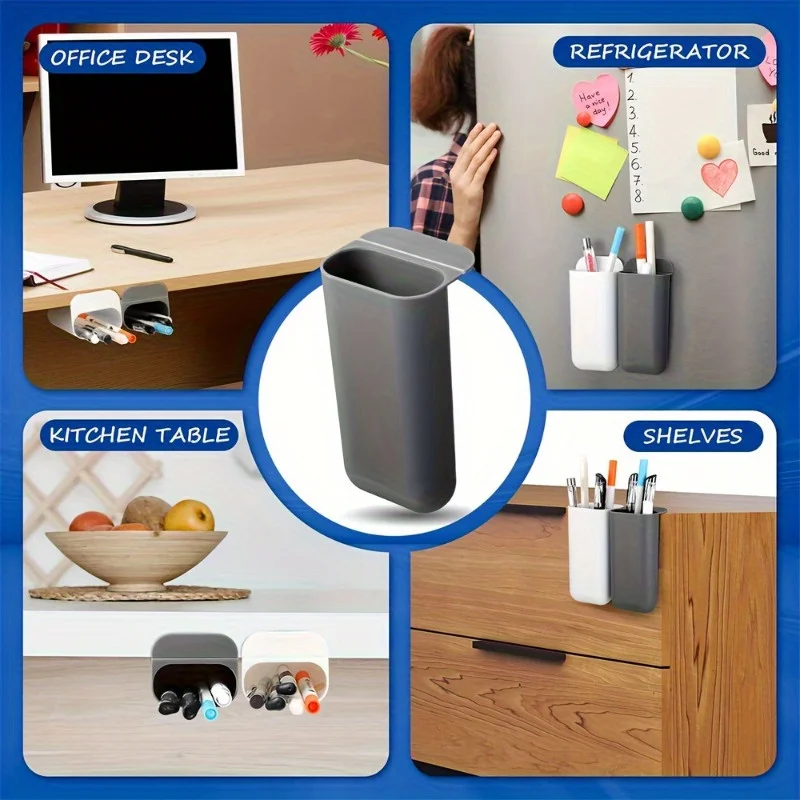 2 pieces tabletop pen holder clip-on pencil storage container office supplies accessories desk organizing set view 3