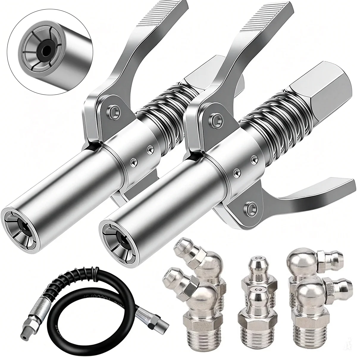 High-Pressure Grease Gun Nozzle, Explosion-Proof Grease Hose, Grease Nozzle Kit, Locking Pliers Type Grease Nozzle