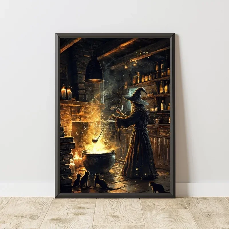 Gothic Occult Vintage Witch Apothecary Herbalist Potion Book Canvas Painting Wall Art Poster Print for Living Room Home Decor