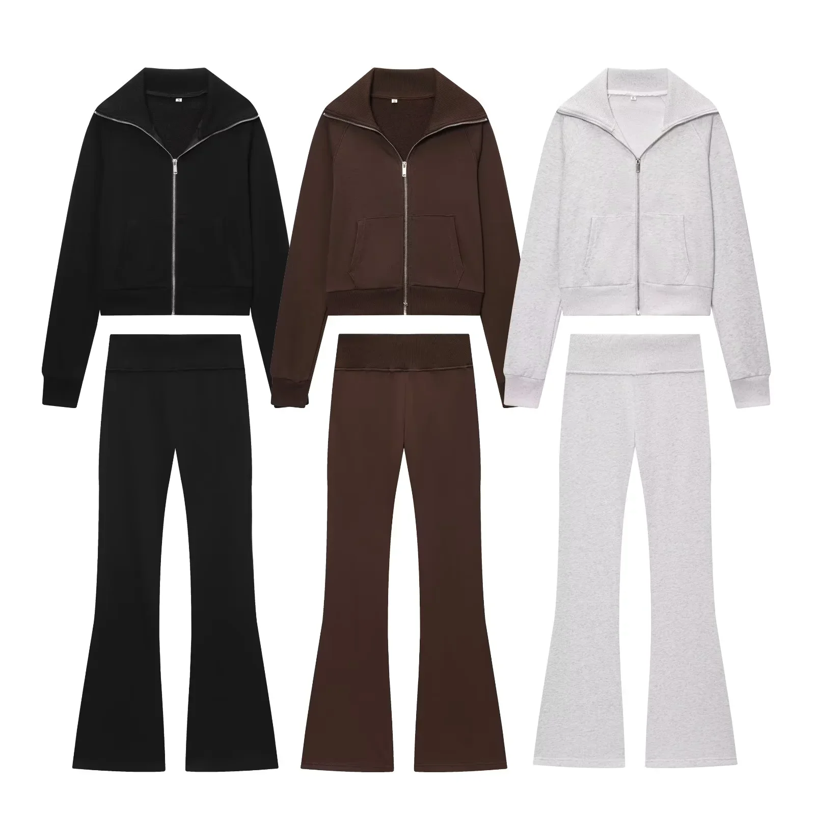Wide Leg Pants 2 Pieces Sets For Women Long Sleeve Hooded Jacket Coat Trousers Women's Suit 2025 Autumn Women Outfits