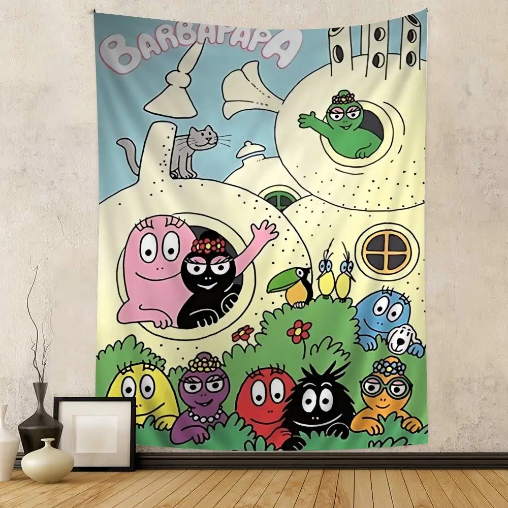 Children B-Barbapapa Cartoon Tapestry Art Science Fiction Room Home Decor Wall Hanging Sheets