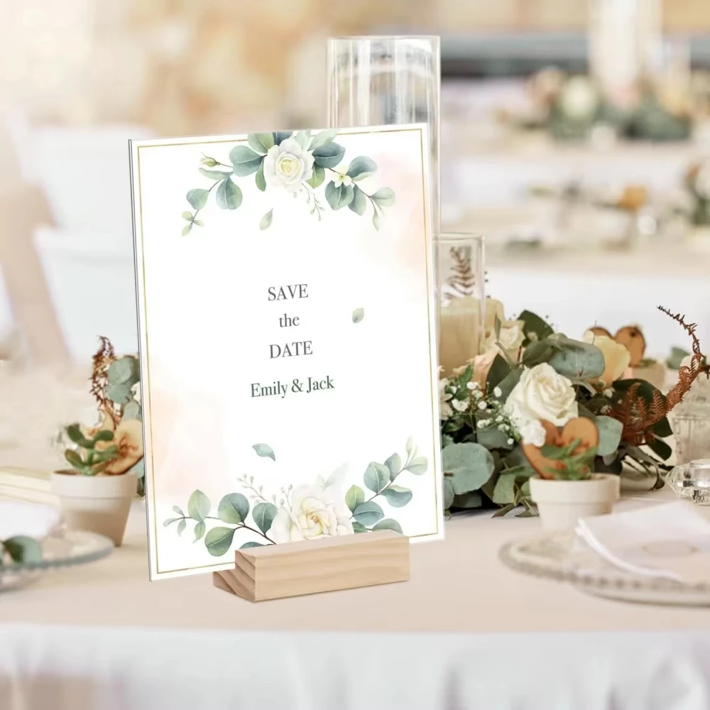 10/20 قطعة حامل بطاقة خشبية حامل بطاقة الصور الخشبية رف عرض لحفلات الزفاف ديكور المنزل