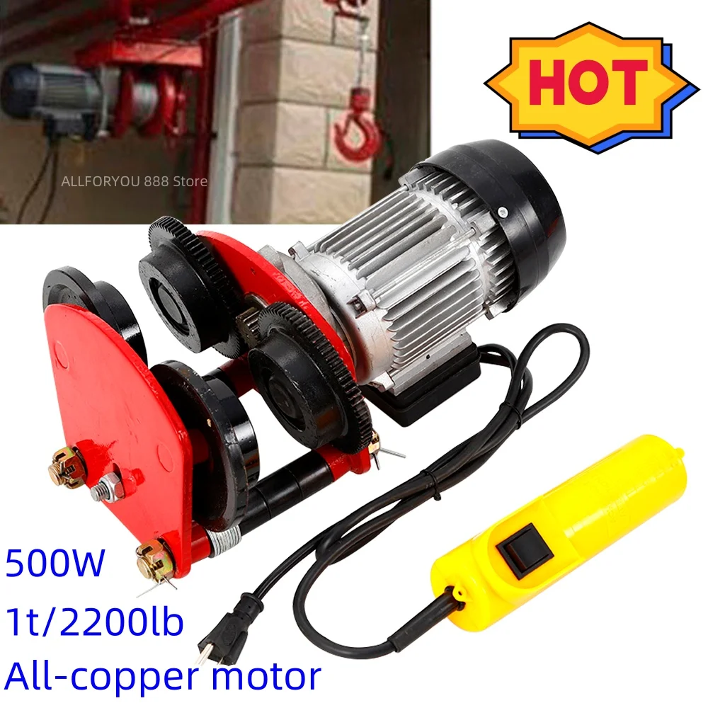 

500W 2200LBS Electric Hoist Overhead Crane Lift Garage Winch With Remote I-beam And All-copper Motor