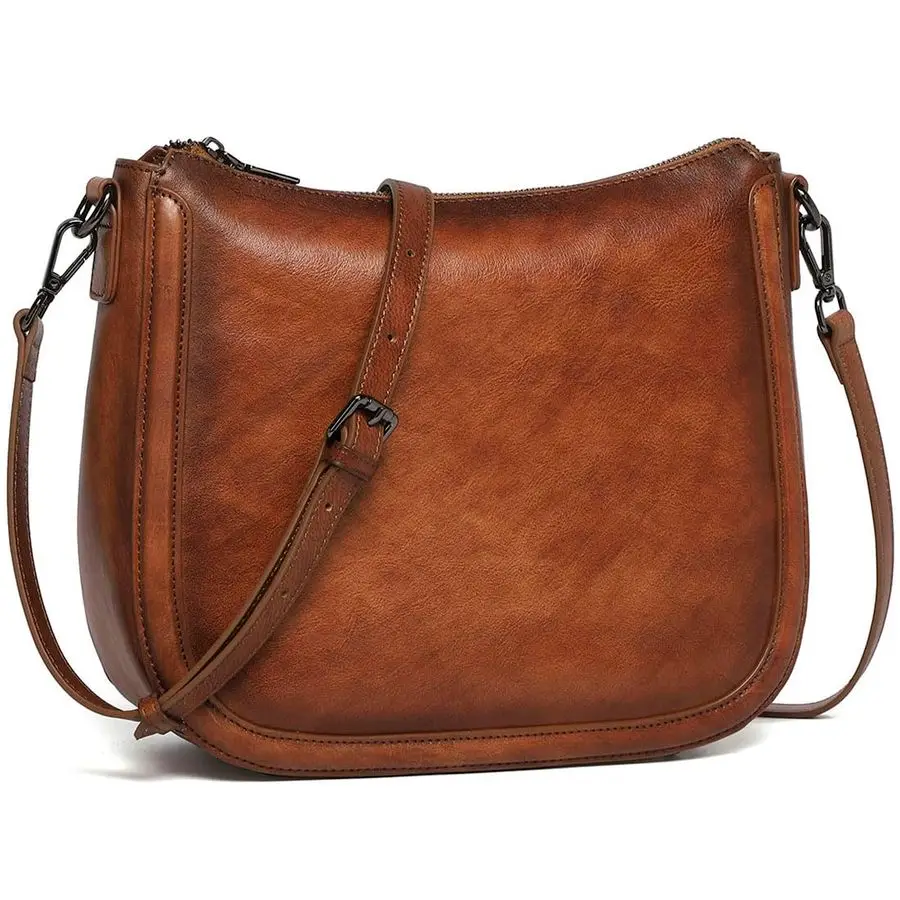 

Leather Crossbody Bags for Women Handbags Ladies Hobo Shoulder Purse Vintage Satchel Cross Body bag with 2 straps
