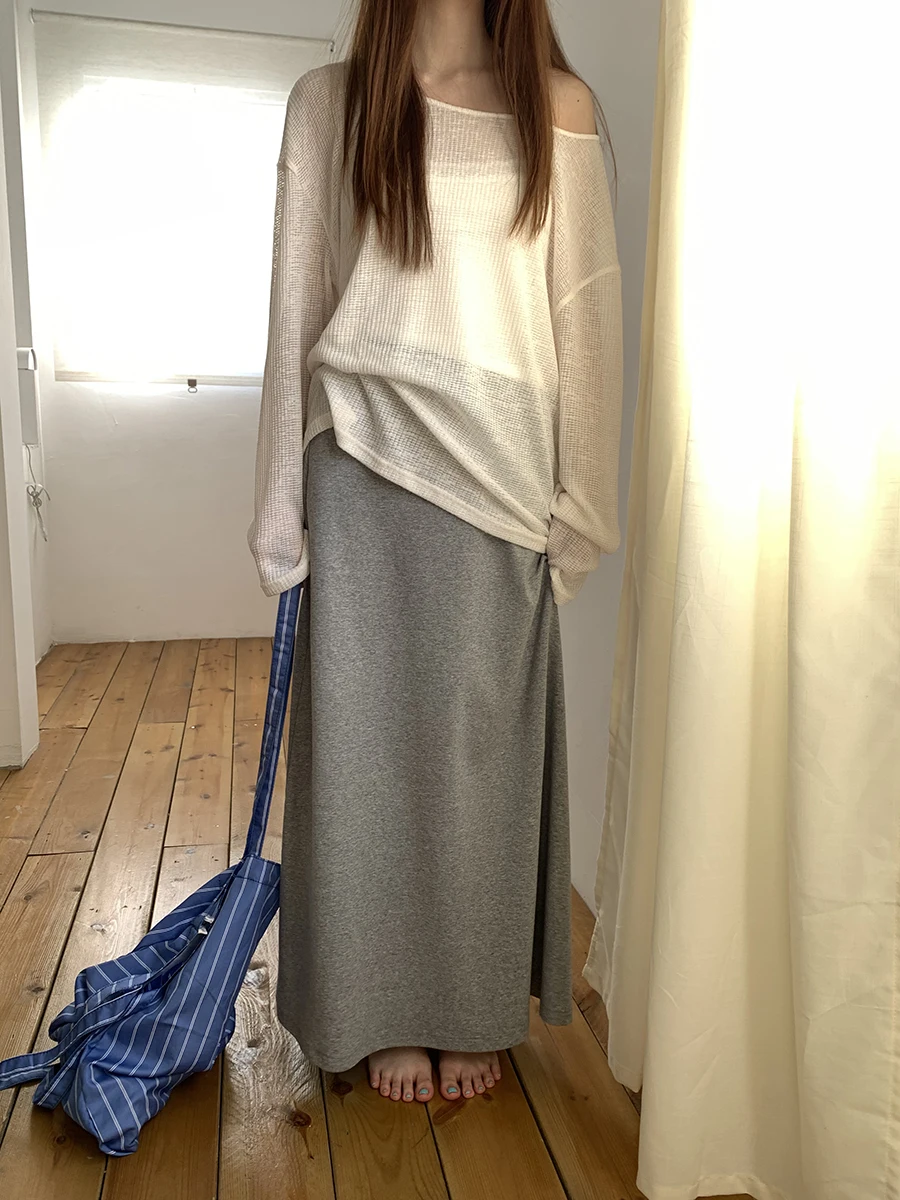 ハイウエスト A ライン ミニスカート レディース グレー 韓国風デザイン センセーション ボディコン スカート 春夏新作 G スタイル