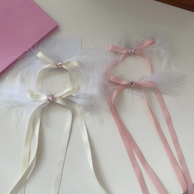 Wing Hairpin Sweet Bows Hair Clip Ribbon Elegant 2000s Trend Bows Bunches Headwear Sweet Balletcore 2000s Trend