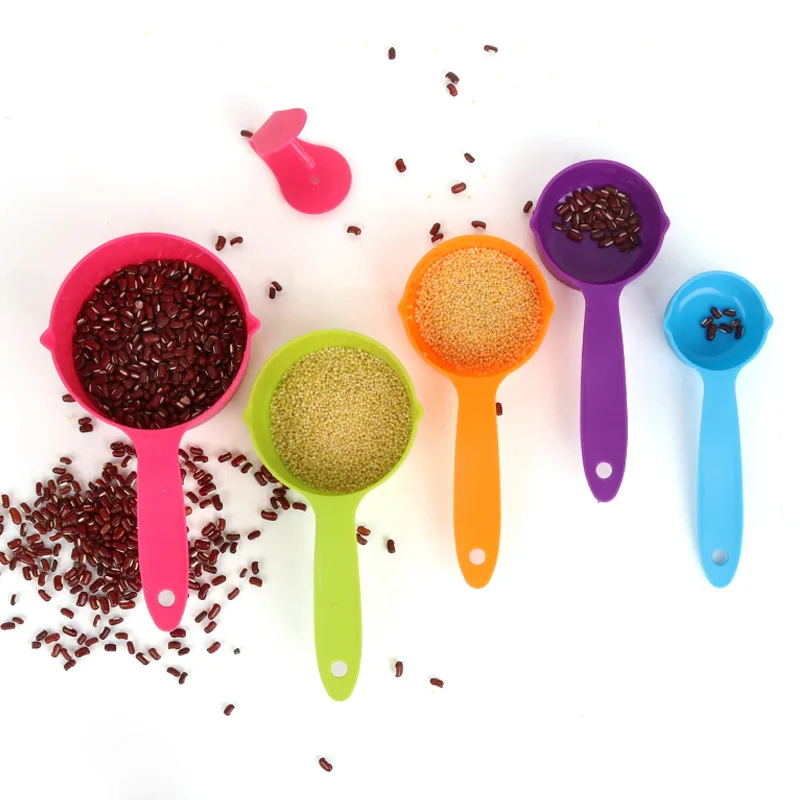 

6Pcs Rainbow Measuring Cup Colored Plastic Flour Measuring Spoon Scale Measuring Spoon Set Baking Accessories Kitchen Tools