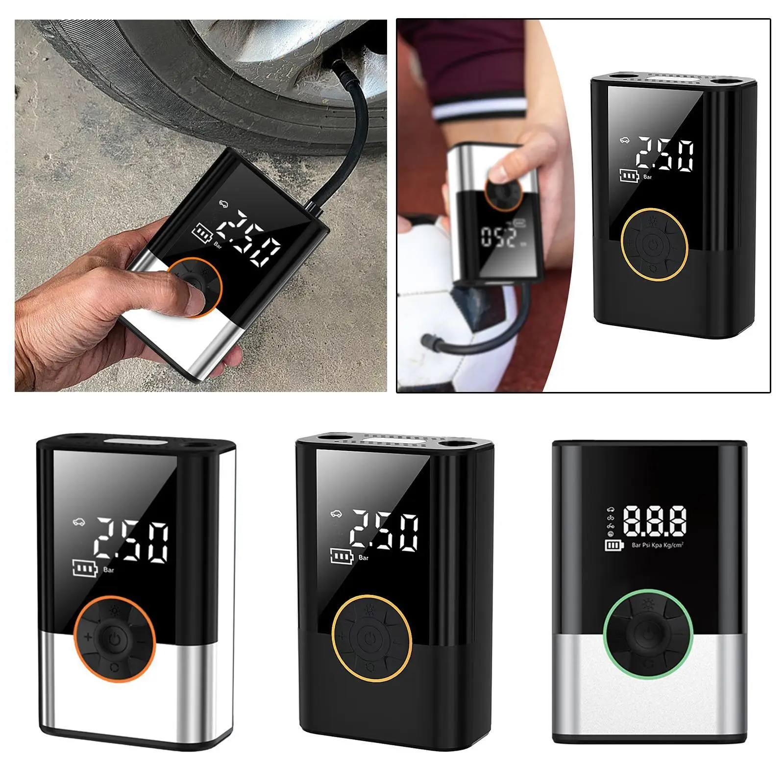 

Компактный насос для шин, универсальный, 150PSI, 7,4 В, с цифровым манометром для велосипеда, скутера, автомобиля, мотоцикла, шарика