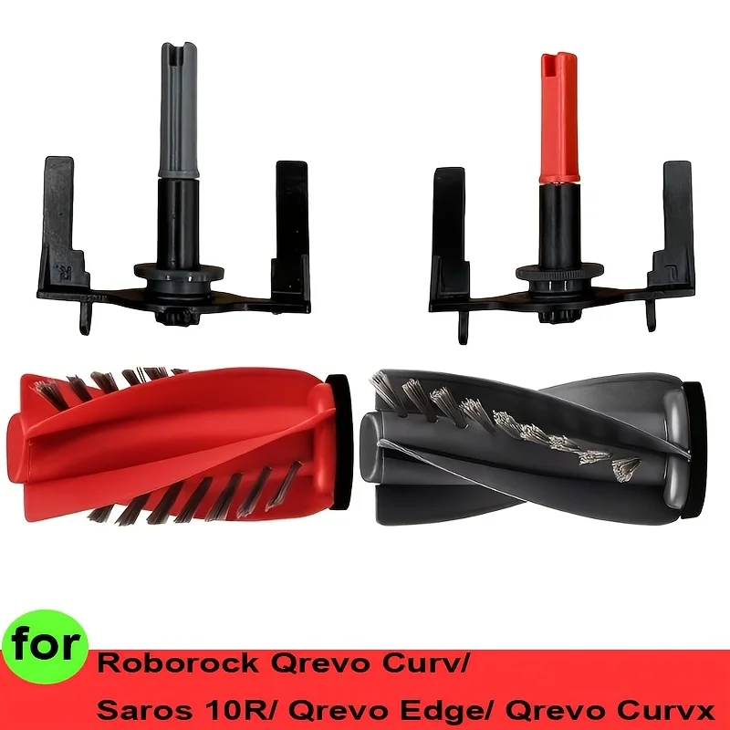 Roborock Qrevo Curve/Edge/P20 Pro: 2 Main Brushes & Holders | Durable Plastic Replacements for Robot Vacuum Cleaner Parts