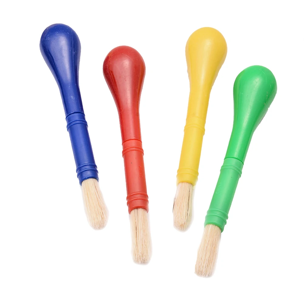 

4pcs Kids Paint Brushes Easy Grip Handles Graffiti DIY Projects Red Yellow Blue Green Set Plastic Painting Pens Supplies