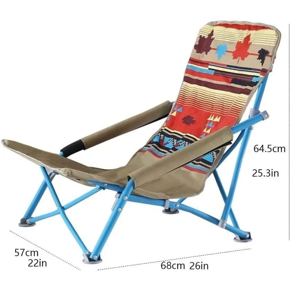 كرسي شاطئ محمول قابل للطي للتخييم في الهواء الطلق مع مسند ظهر قابل للتعديل لصيد الأسماك والراحة